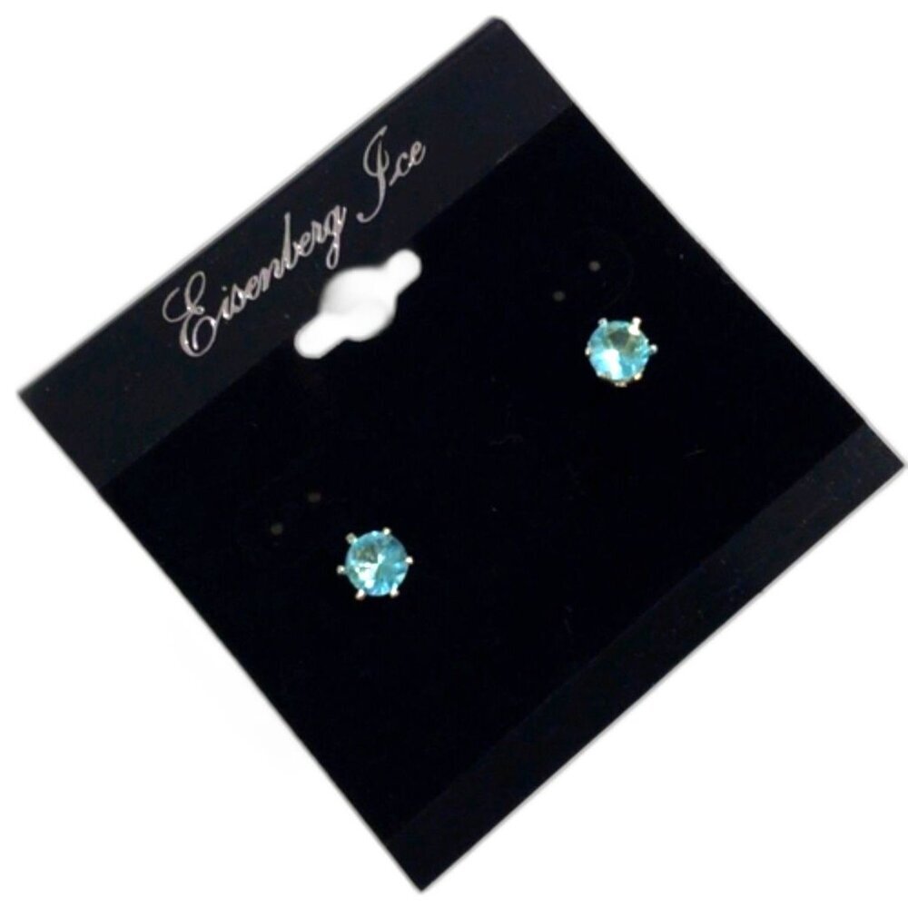 Eisenberg Ice Gold tone Sparkling Blue Crystal Stud Earrings - Women's Jewelry